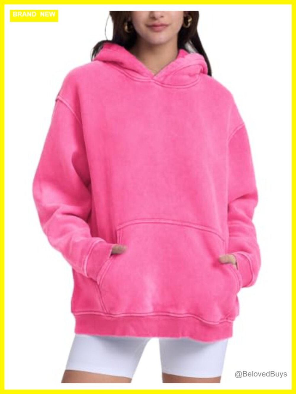 Oversized Acid Wash Hoodie Unisex Heavyweight Fleece Pullover Sweatshirt